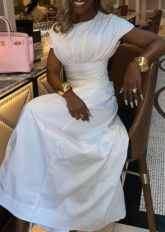 (⏰Big Sale)Simple Drawstring White Dress