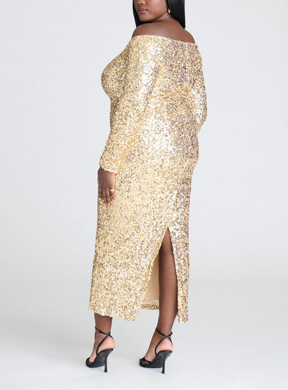 Strapless Glitter Party Maxi Dress