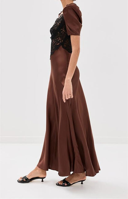 Brown Lace Gown Dress