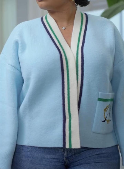 Blue Flared Sleeve Cardigan