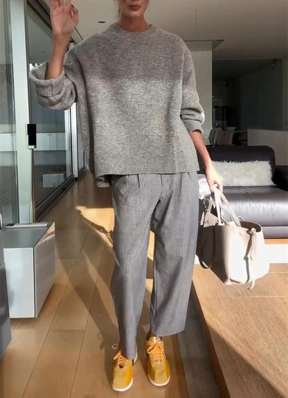 Gray Solid Color Casual Suit