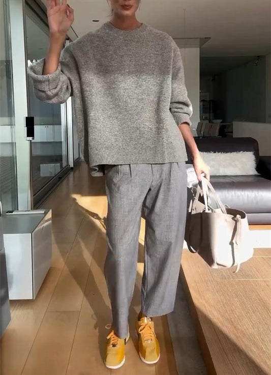 Gray Solid Color Casual Suit