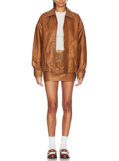 Brown Aviator Leather Jacket