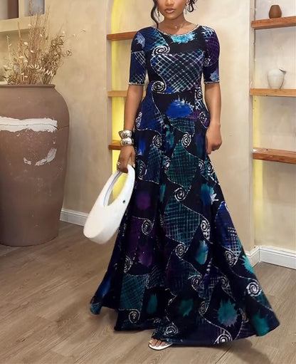 Dark Blue Floral Maxi Dress