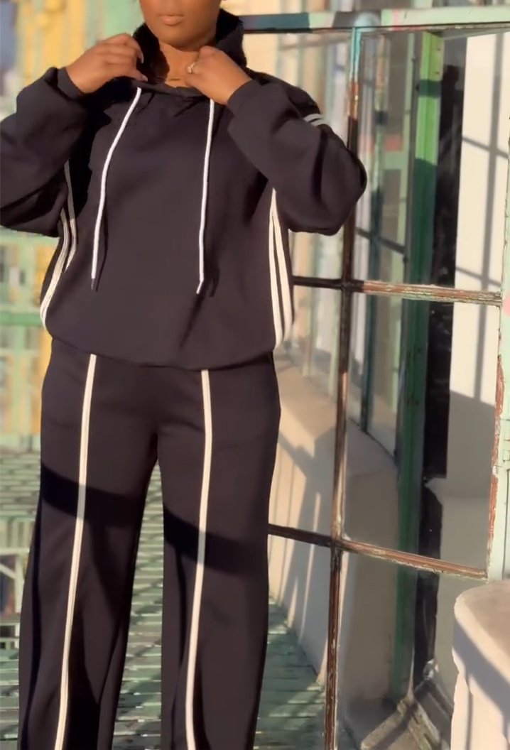 Drawstring Sweatshirt Suit
