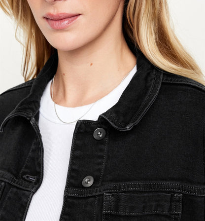 Denim Buttoned Tie Down Jacket
