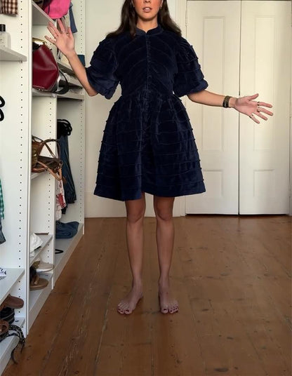 Blue Velvet Elegant Mini Dress