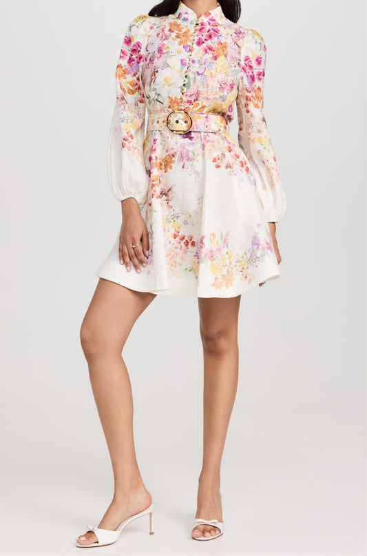Buttoned Elegant Flower Dress