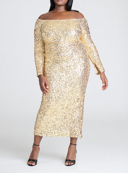 Strapless Glitter Party Maxi Dress