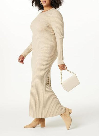 Solid Color Knit Maxi Dress