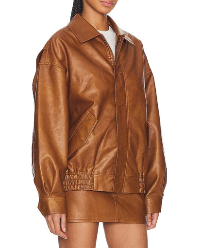 Brown Aviator Leather Jacket