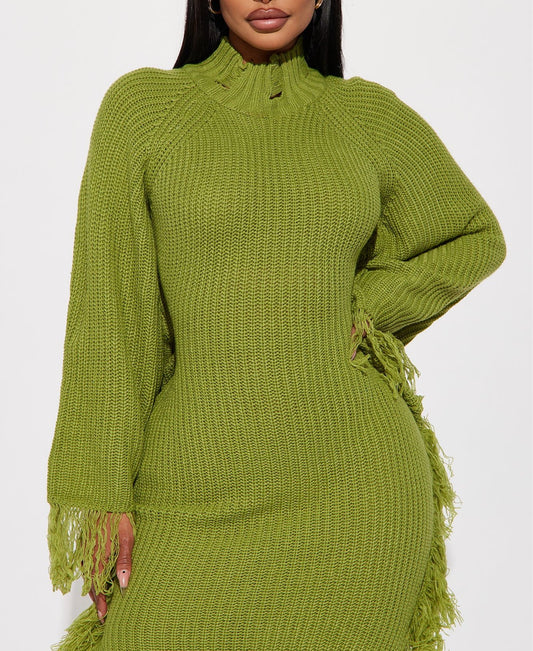 Grass Green Sweater Dress