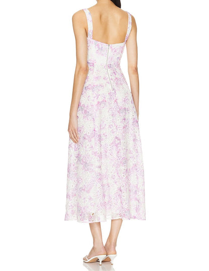 Pink Cutout Halter Maxi Dress