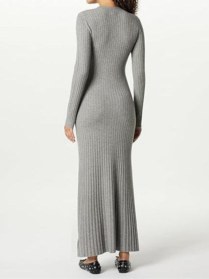 Solid Color Knit Maxi Dress