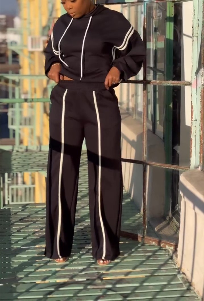 Drawstring Sweatshirt Suit