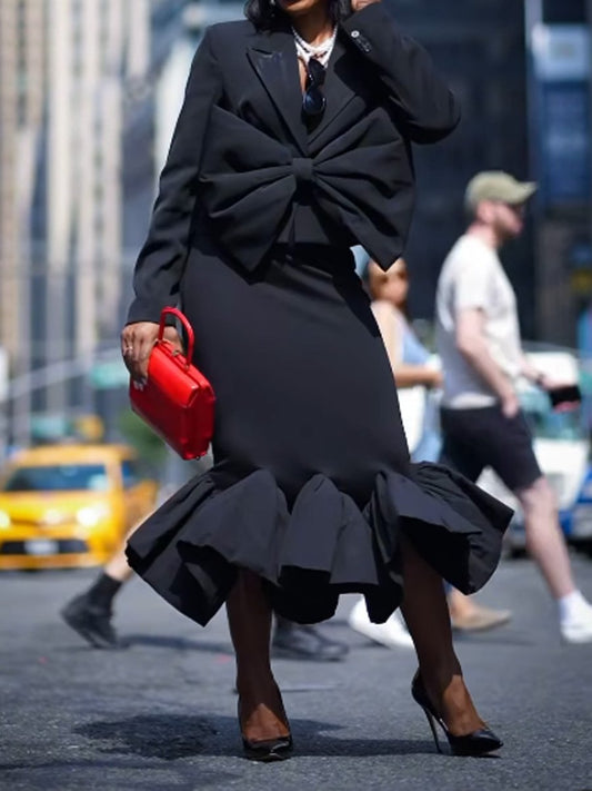 (⏰Big Sale)Fashion Bow Blazer & Mermaid Skirts