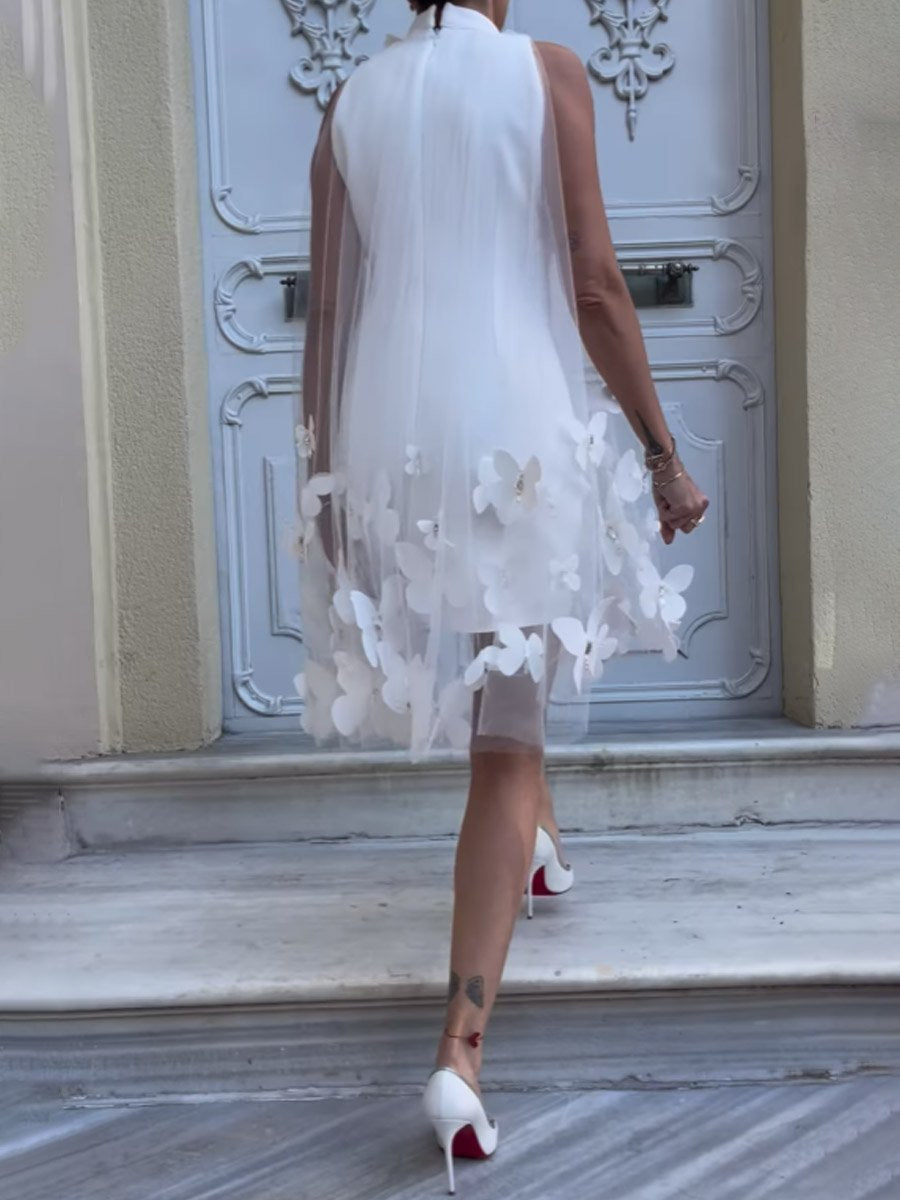 Bow Detail Butterfly Party Mini Dress