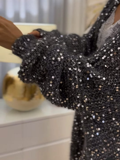 (⏰Big Sale)Fashion Sequined Fringed Cardigan