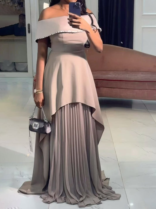 (⏰Big Sale)Off Shoulder Rhinestone Sparkle Pleated Party Dress