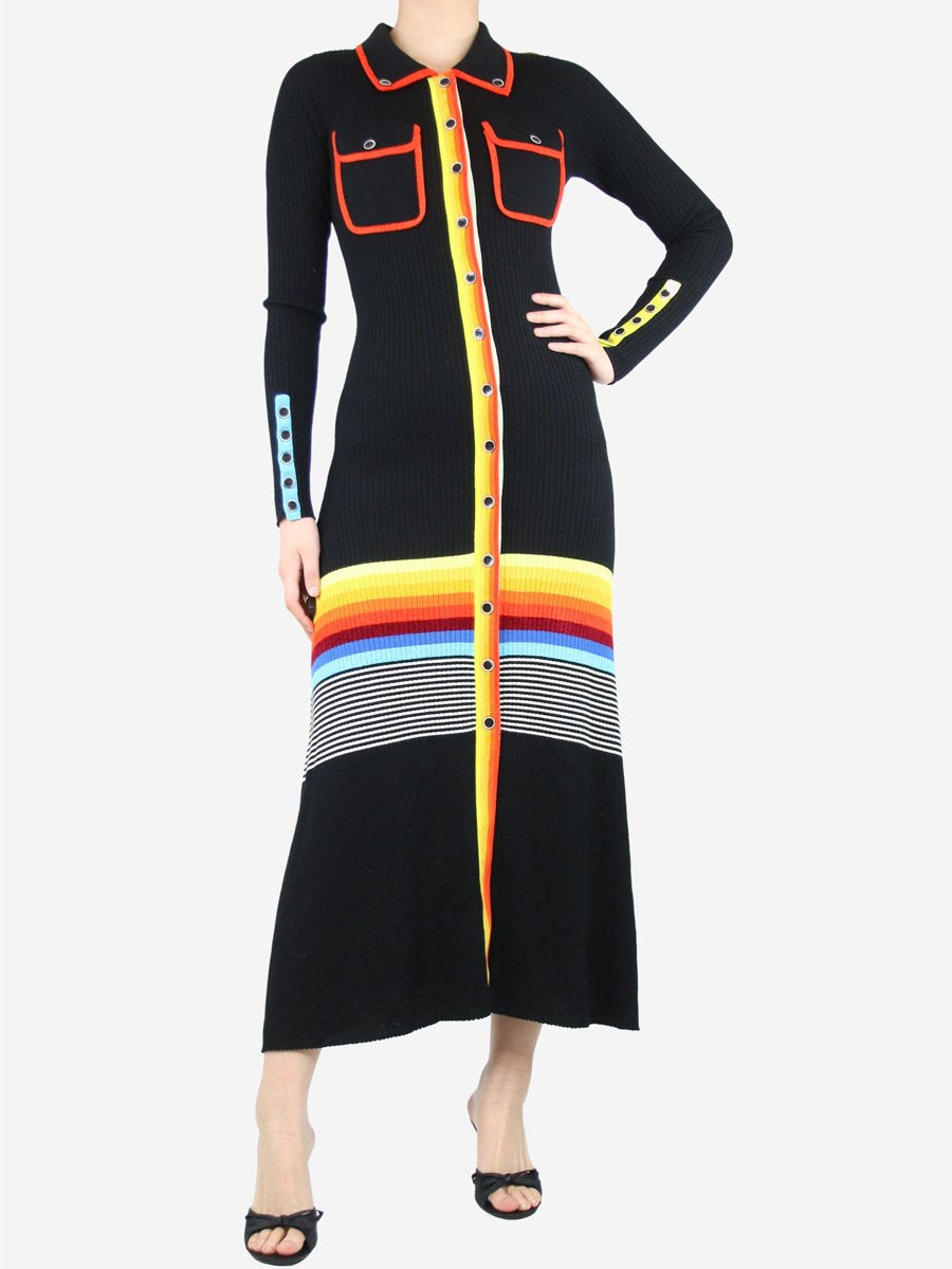 (⏰Big Sale)Striped Ribbed Midi Shirt Dress