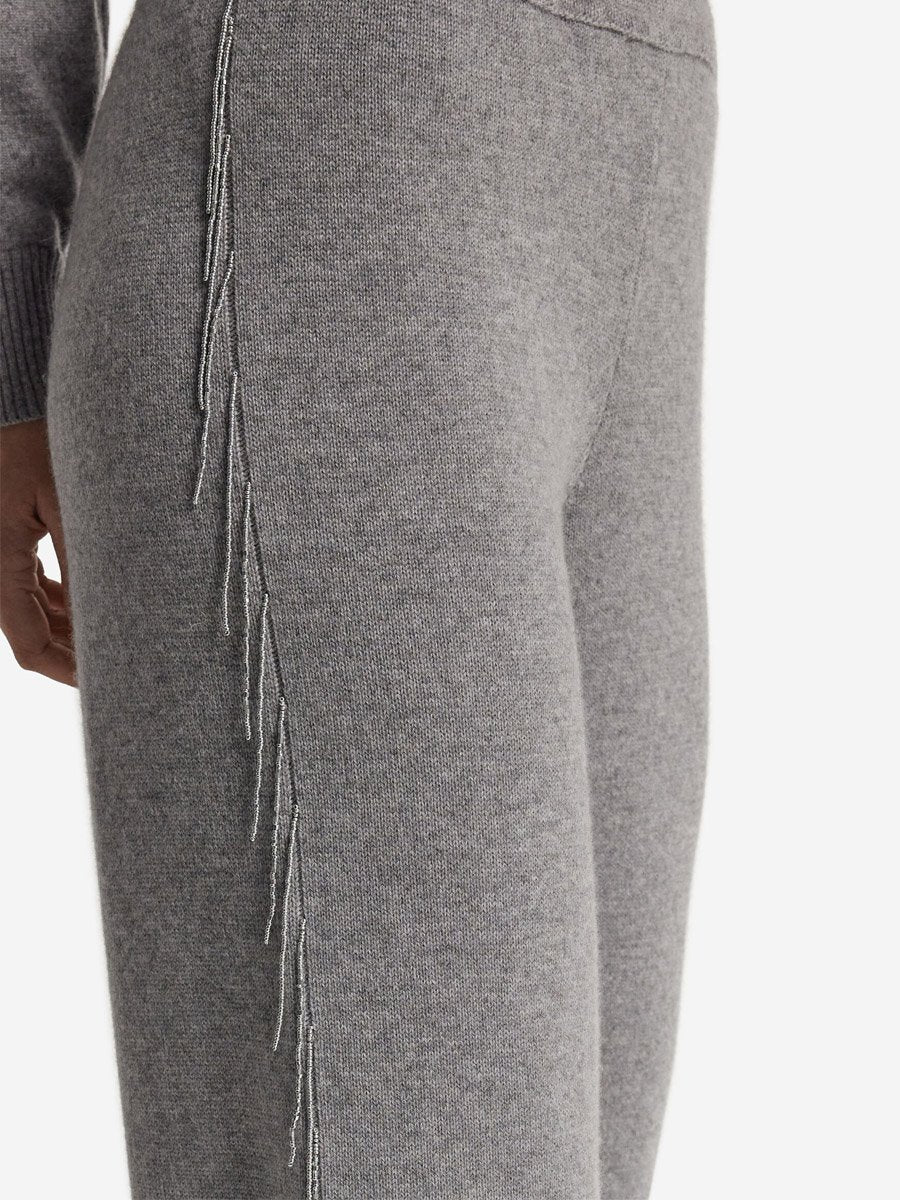 Elegant Fringed Flash Diamond Trim Knit Sweater Suit（two-piece）
