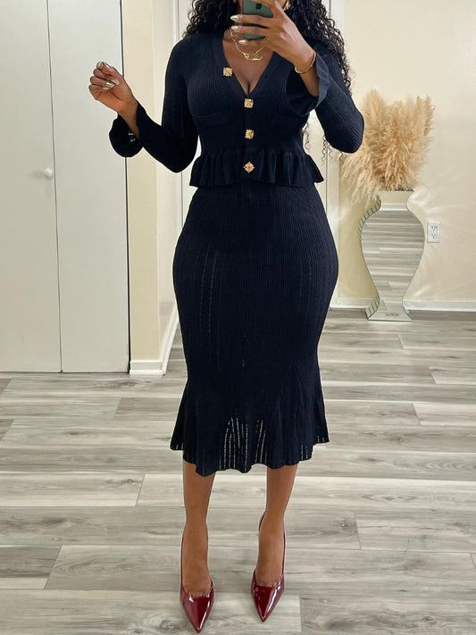 (⏰Big Sale)Demure Knit 2pc Skirt Set