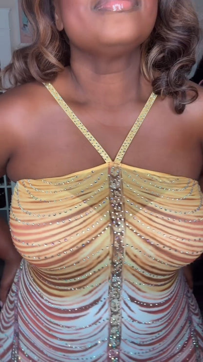 Glitter Colorful Halter Party Dress